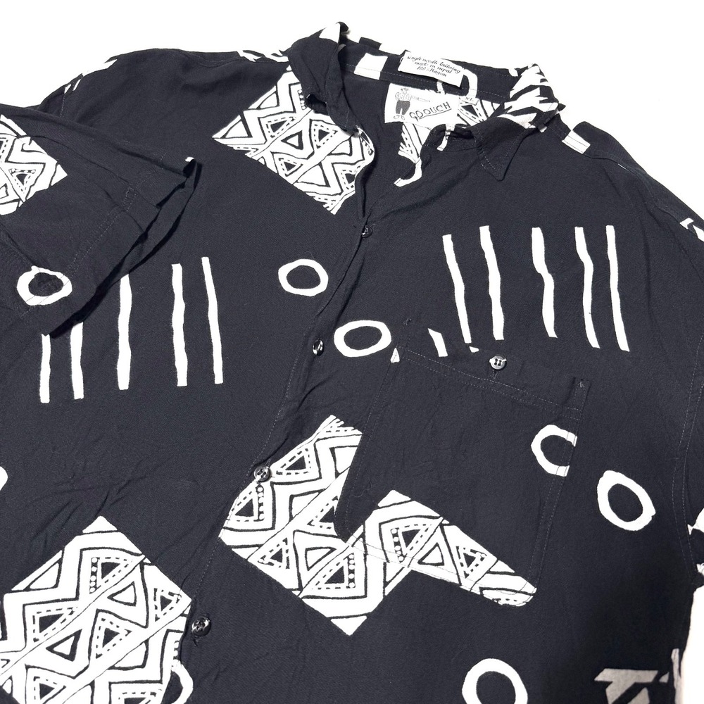 Vintage Goouch Abstract Art Button Up Shirt Men's XL Hawaiian Camp Short Sleeve